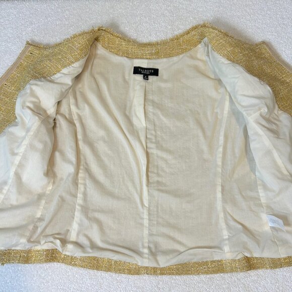 Talbots gold tweed jacket w/metallic threads - Picture 9 of 13
